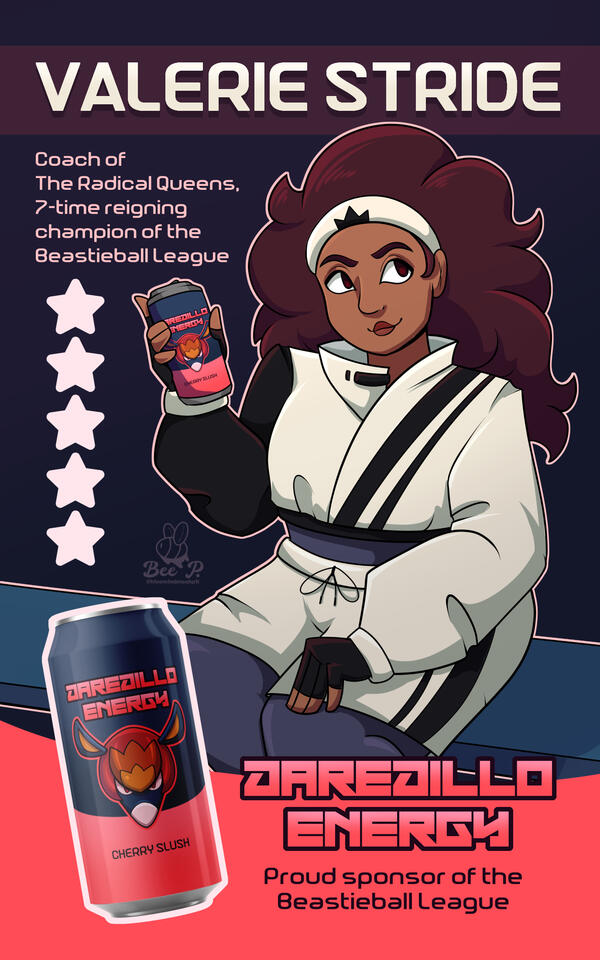 A poster for a fictional energy drink brand, inspired by the game Beastieball by Wishes Unlimited
