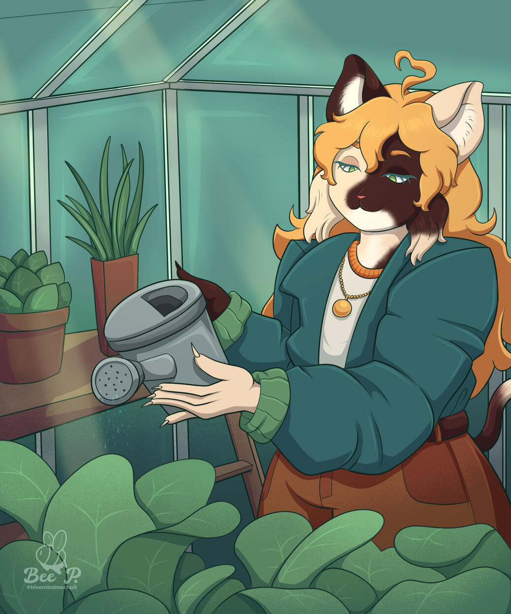 Secret Garden - A piece drawn for Art Fight 2025 of user eggfield's original character, Cammie