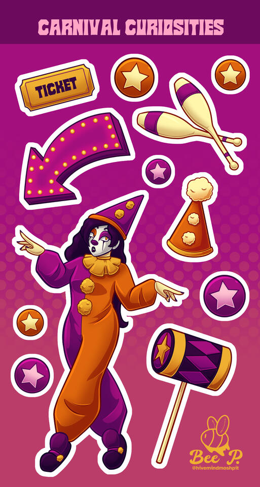 A sticker sheet design created for ACGC2026, a virtual artists alley and convention hosted by ACGGoods