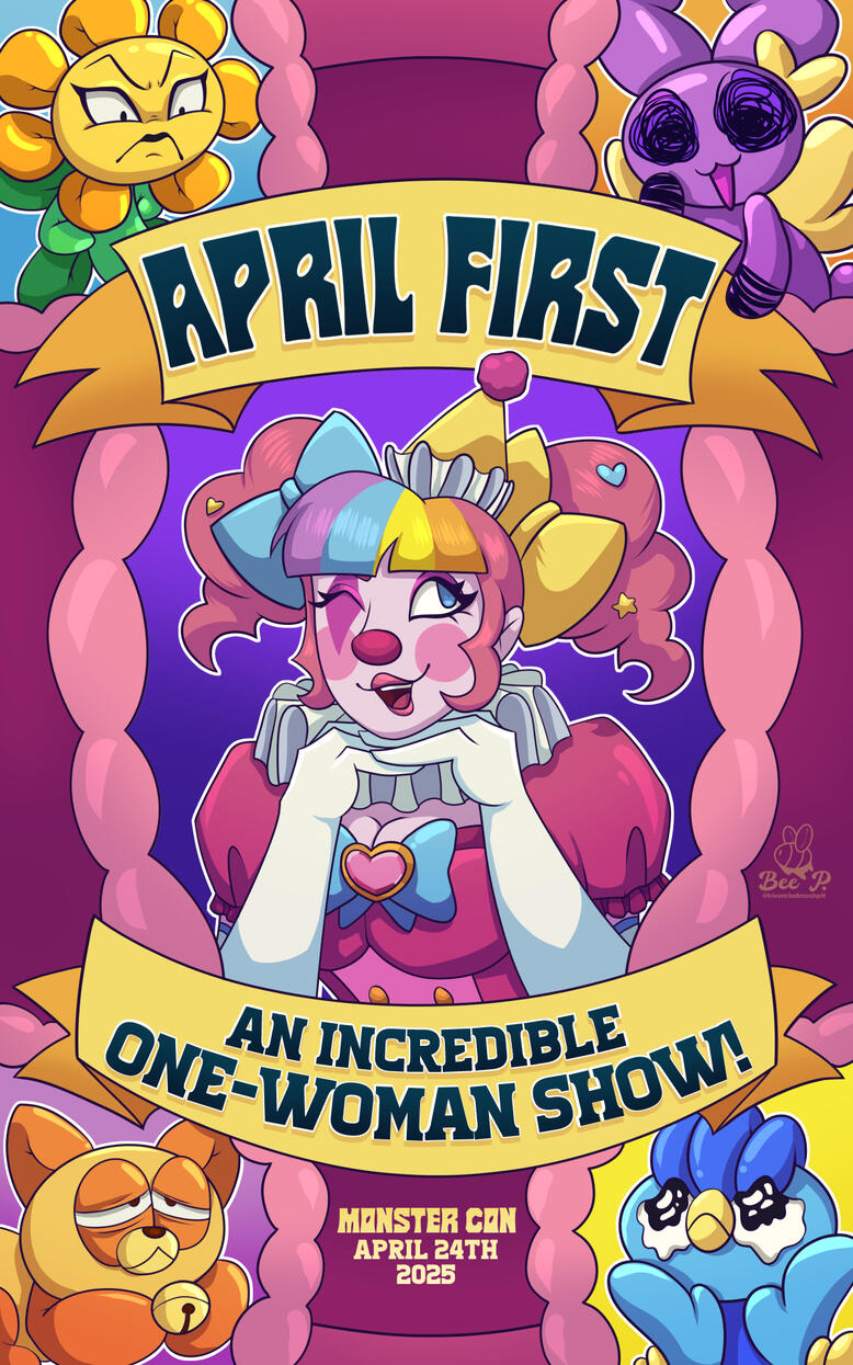 April First&#39;s One-Woman Show - A poster design inspired by the game Monster Con by Beautiful Glitch