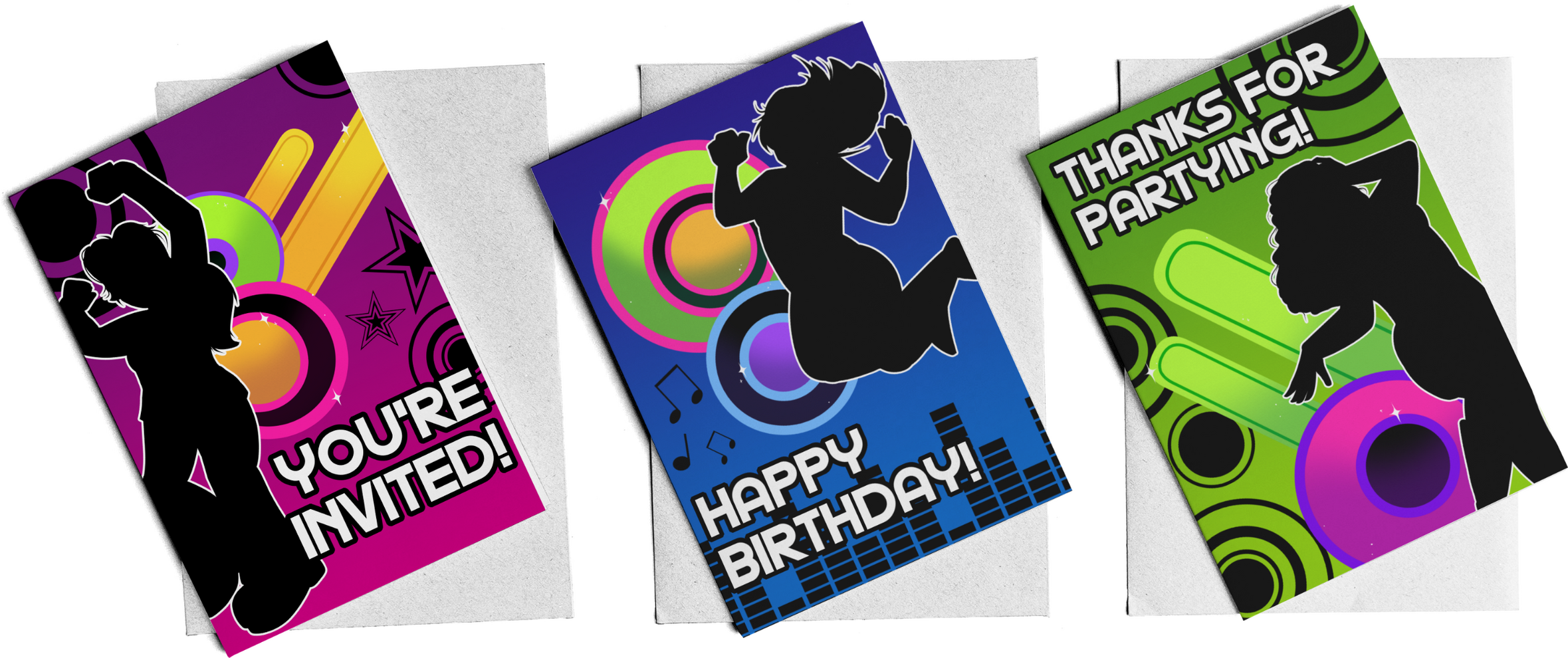 Metro Party - A series of greeting cards inspired by early-to-mid 2000s design