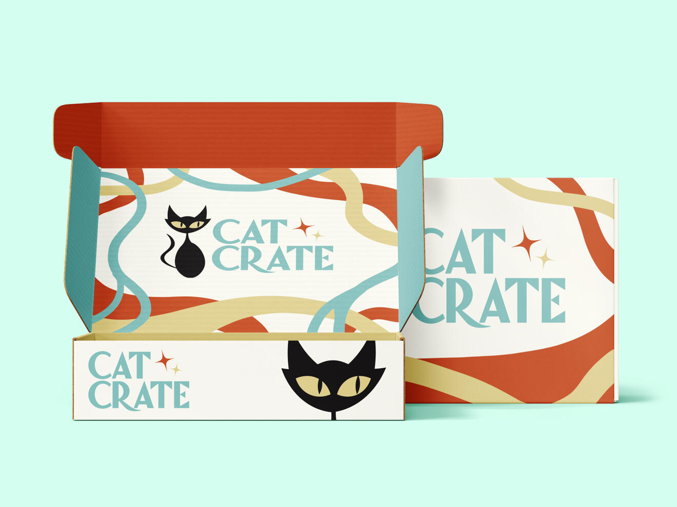 Cat Crate - A mockup for a cat themed monthly subscription service, delivering cat food, toys, and other essentials for cat owners every month.