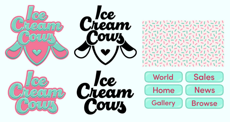 Ice Cream Cows - Graphic/UI designs for an online art RPG community's website