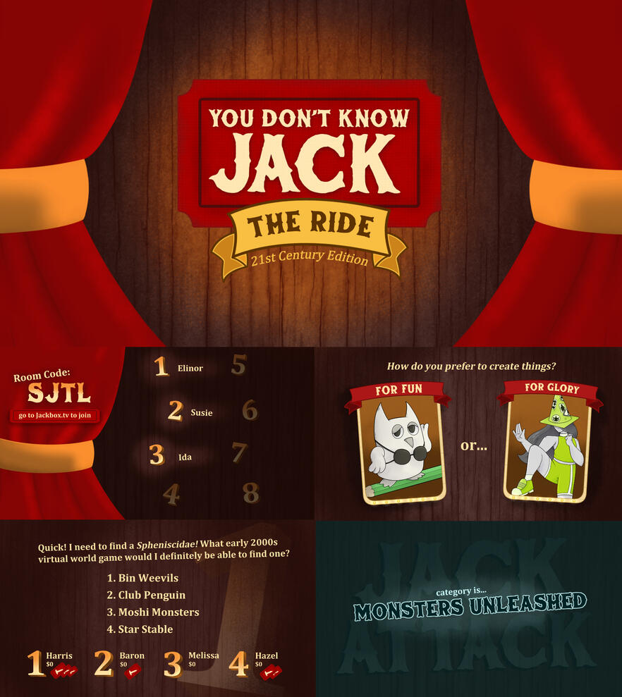You Don't Know Jack: The Ride (21st Century Edition) - An experimentation on graphic design, UI design, and branding for video games, using a fan made concept for a reboot of You Don't Know Jack as inspiration