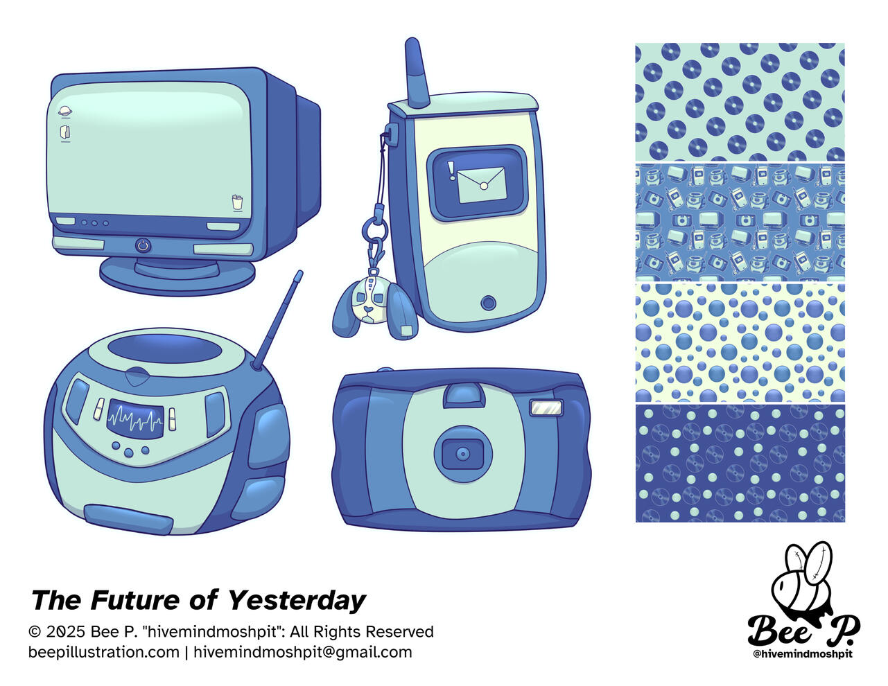 The Future of Yesterday - A series of illustrations and patterns inspired by early-to-mid 2000s technology