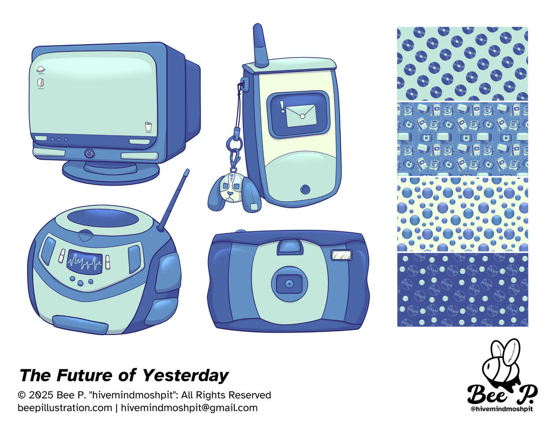 The Future of Yesterday - A series of illustrations and patterns inspired by early-to-mid 2000s technology